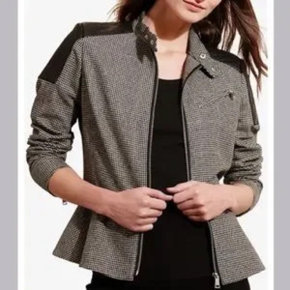 Ralph Lauren houndstooth peplum moto jacket NWT